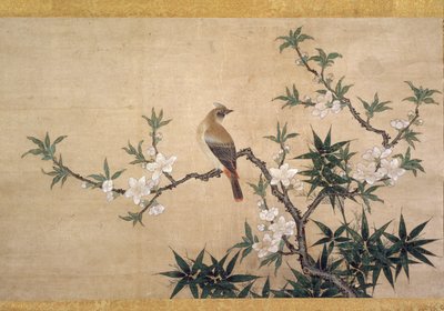 Oiseau sur fleur de pêcher, vers 1550-60 - Kano Yukinobu